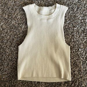 Aerie Cream Ribbed Tank Top